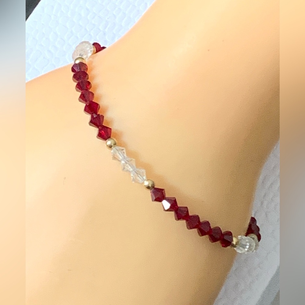 Pretty 14k Solid Gold With Red Ruby & Clear Auror… - image 1